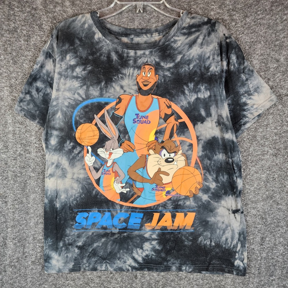 Space Jam T-Shirt Mens XL A New Legacy Black/Grey Tie-Dye 2SSN043 EUC
